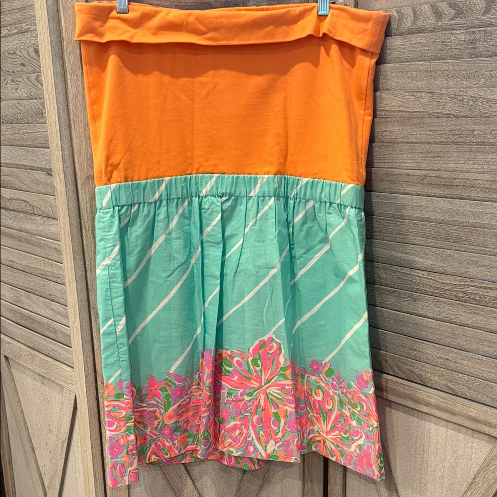 Lilly Pulitzer Fleur Crash Landing Strapless Dress size XL pre owned